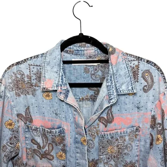 BILLY T Printed Bandana Print Denim Shirtdress - Picture 3 of 7